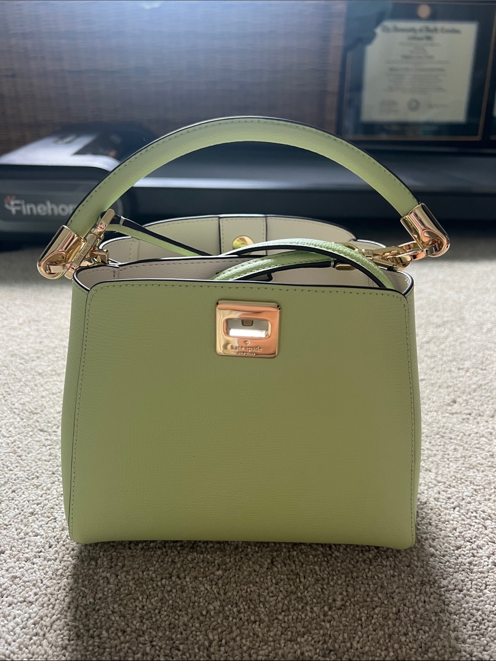 Kate Spade Green Leather Top-Handle Women's Bag with Gold Hardware